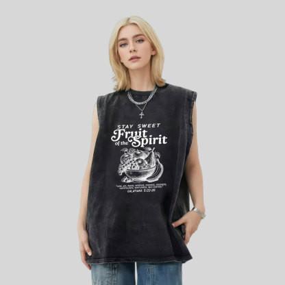 Stay Sweet Fruit Of The Spirit Christian Washed Tank Top