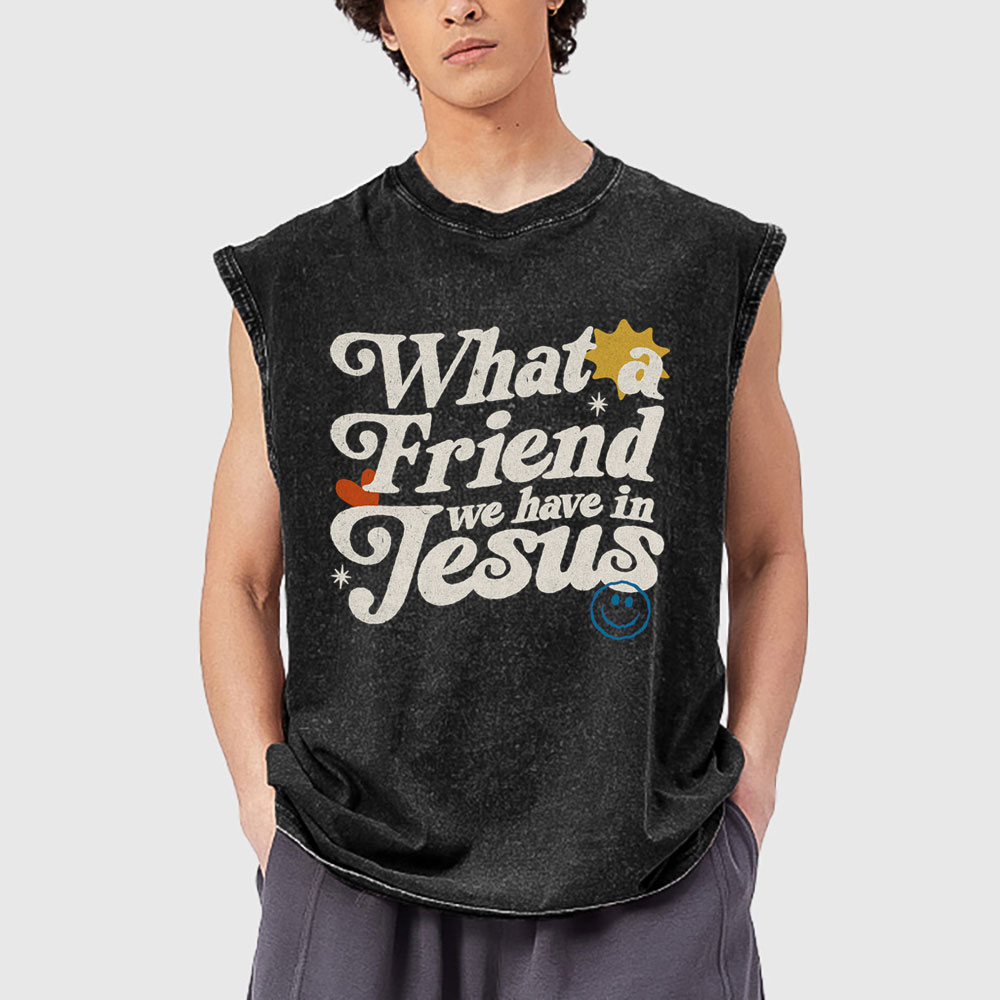 What Friend We Have In Jesus Christian Washed Tank Top
