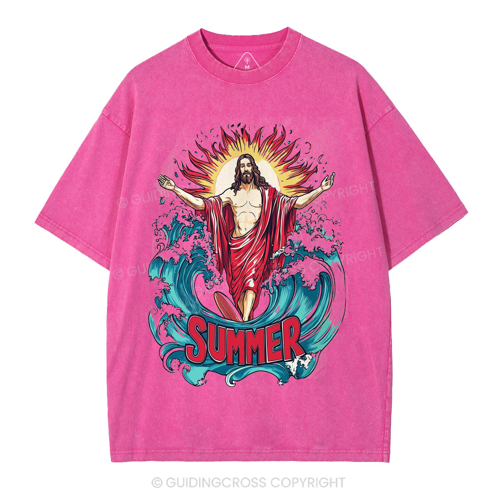 Jesus Summer Christian Washed T-Shirt