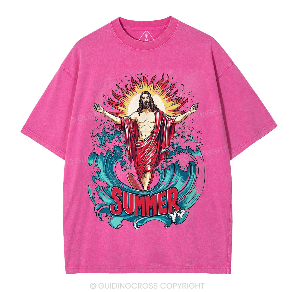 Jesus Summer Christian Washed T-Shirt