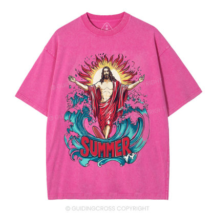 Jesus Summer Christian Washed T-Shirt