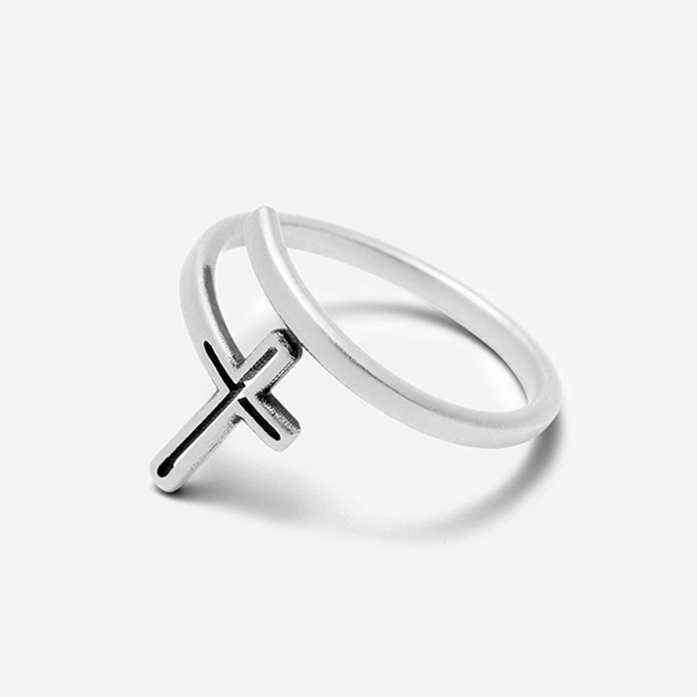 Double Wrap Cross Christian 925 Sterling Silver Ring