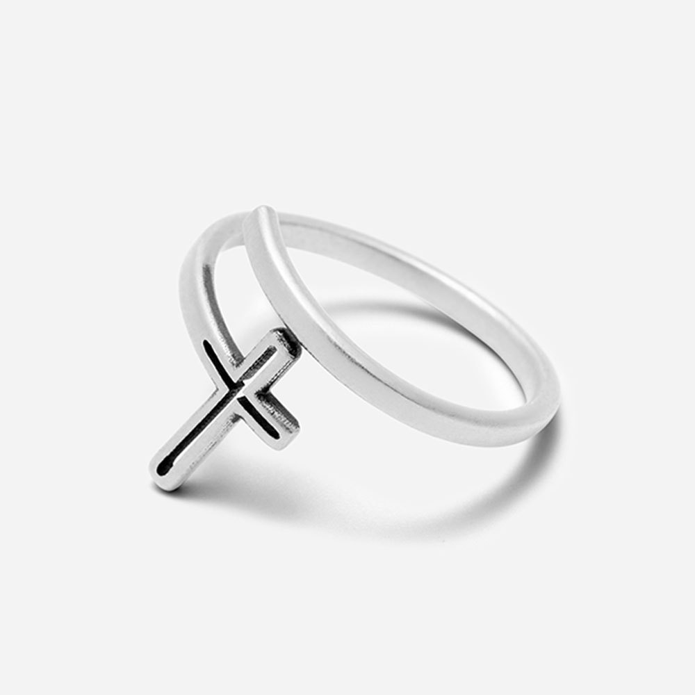 Double Wrap Cross Christian 925 Sterling Silver Ring