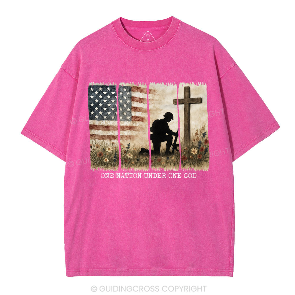 One Nation Under One God Christian Washed T-Shirt