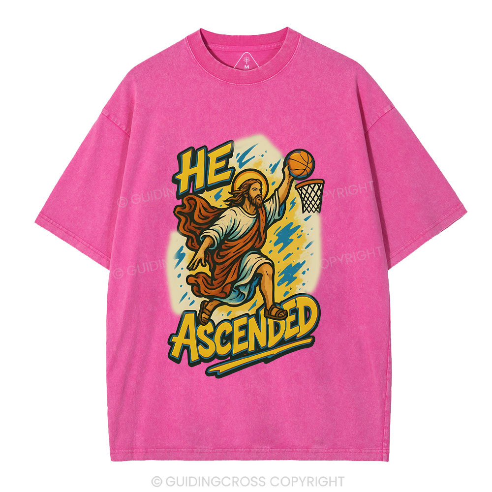 He Scended  Christian Washed T-Shirt