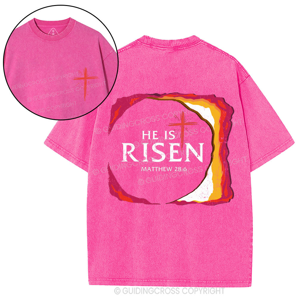 He Is Risen Christian Washed T-Shirt