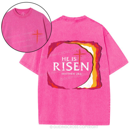 He Is Risen Christian Washed T-Shirt