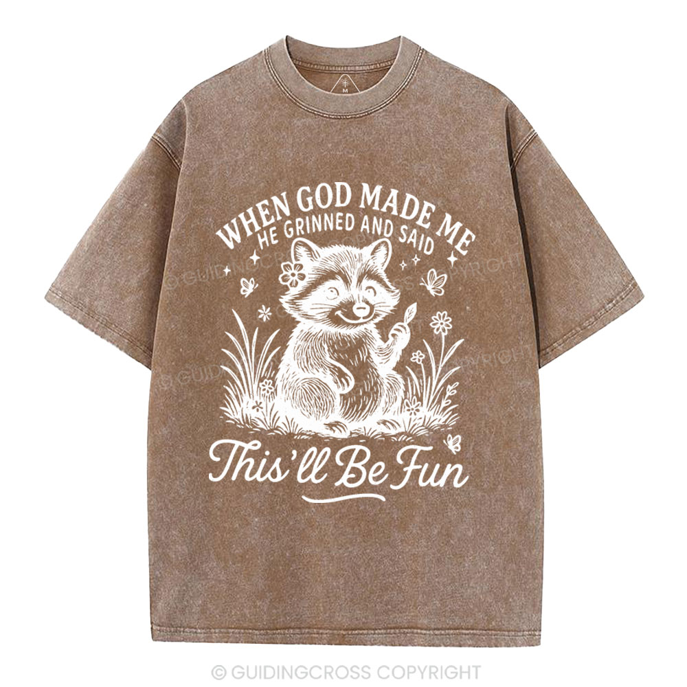 When God Made Me Christian Washed T-Shirt