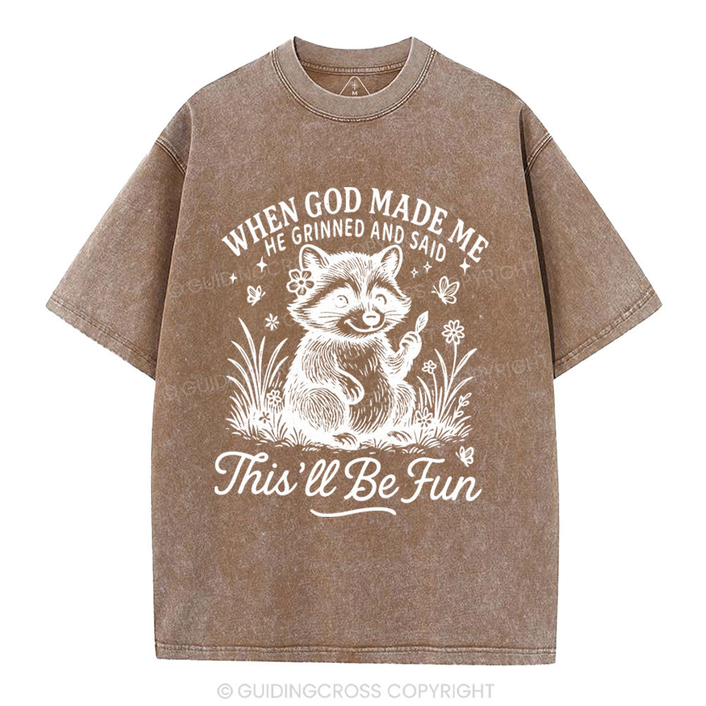 When God Made Me Christian Washed T-Shirt