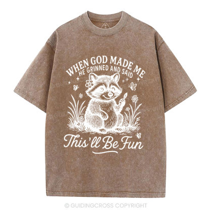 When God Made Me Christian Washed T-Shirt