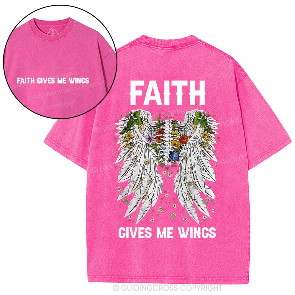 Faith Gives Me Wings Christian Washed T-Shirt