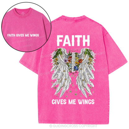 Faith Gives Me Wings Christian Washed T-Shirt