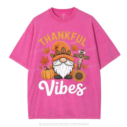 Thankful Vibes Christian Washed T-Shirt
