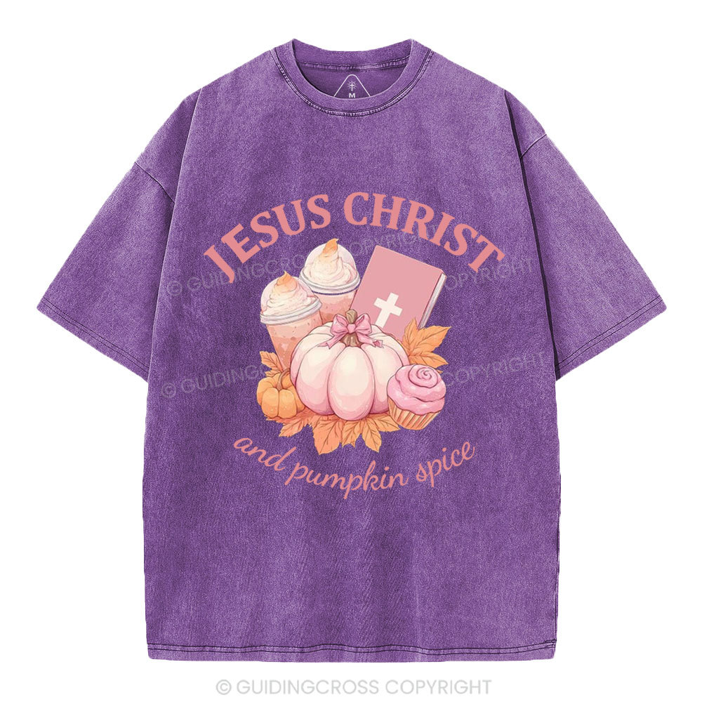 Jesus Christ And Pumpkin Spice Christian Washed T-Shirt