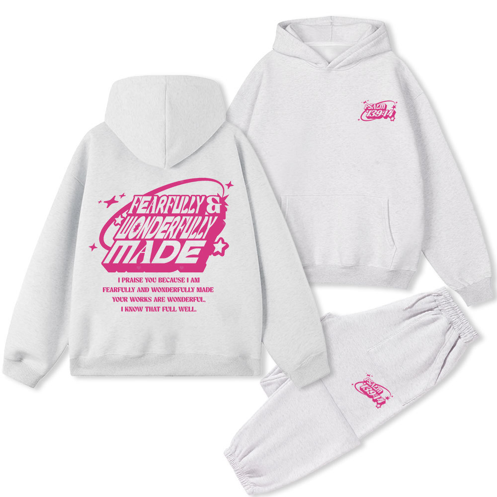 Fearfully & Wonderfully Made Christian Premium Fleece Hoodie Set