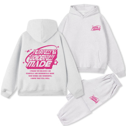 Fearfully & Wonderfully Made Christian Premium Fleece Hoodie Set