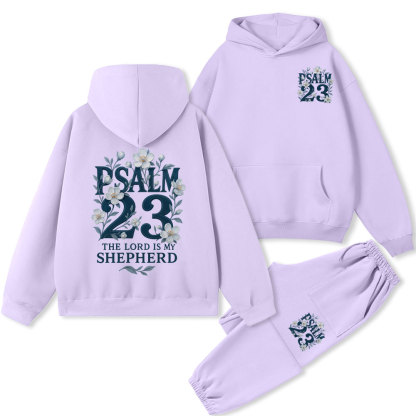 Psalm 23 Flower Christian Fleece Hoodie Set
