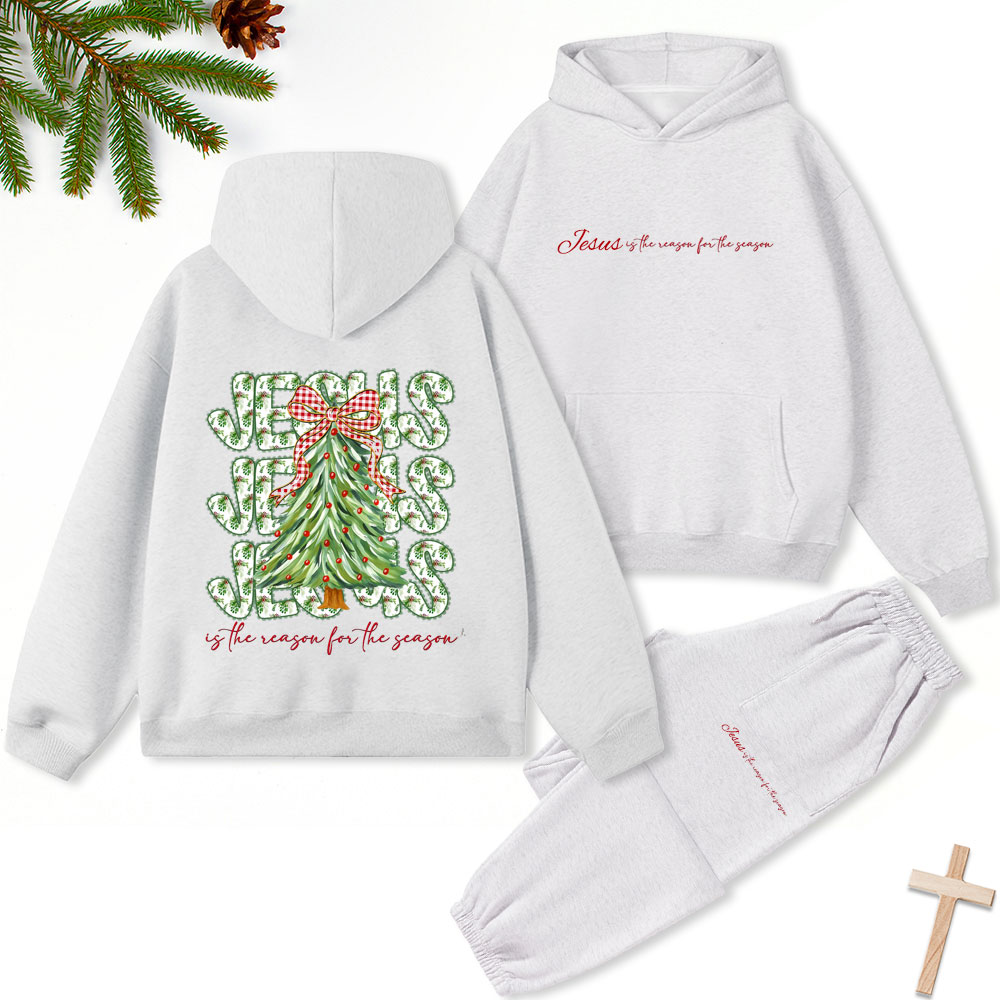 Jesus Tree Christian Christmas Premium Fleece Hoodie Set