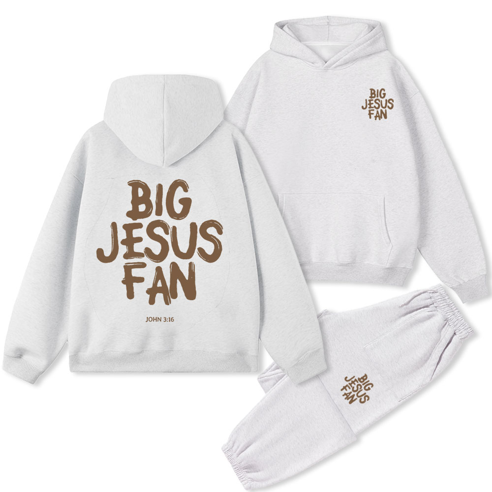 Big Jesus Fan Christian Premium Fleece Hoodie Set