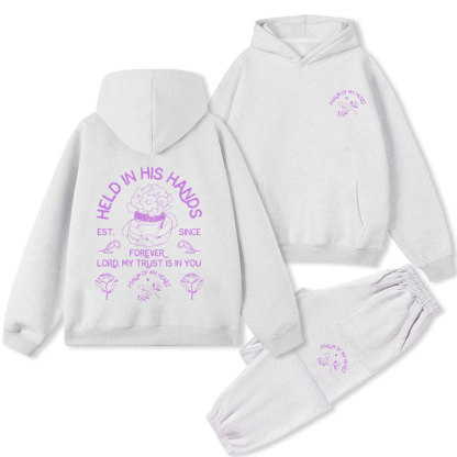 Held In His Hands Forever Christian Premium Fleece Hoodie Set