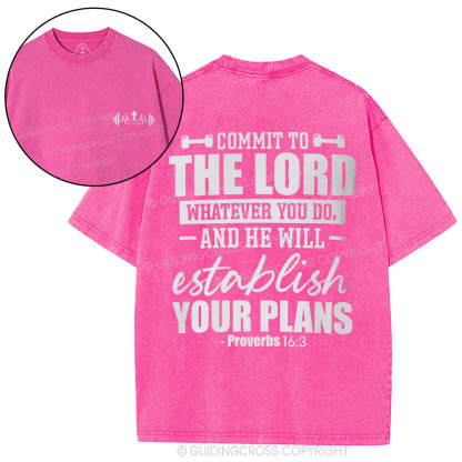 Commit To The Lord Whatever You Do Christian Washed T-Shirt