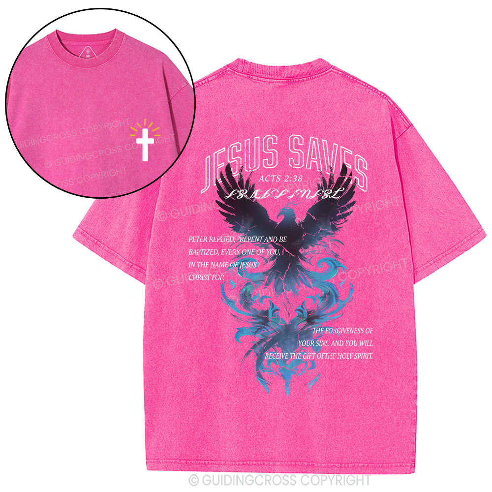 Jesus Saves Christian Washed T-Shirt