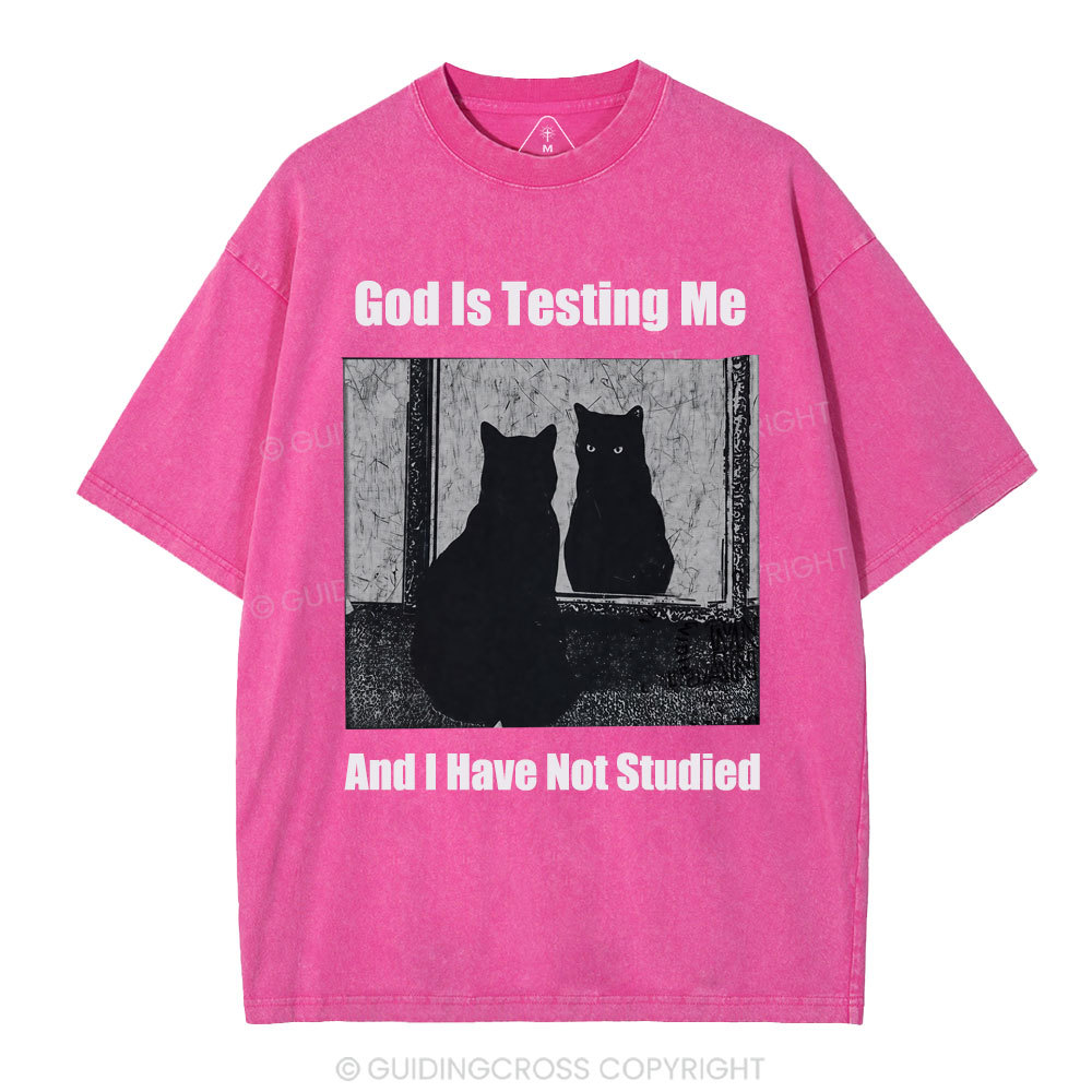 God Is Testing Me And I Have Not Studied Christian Washed T-Shirt