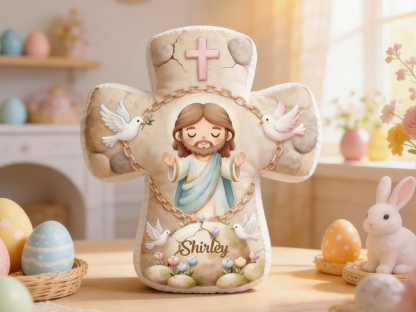 Personalized Peace And Cross Irregular Short Plush Pillow
