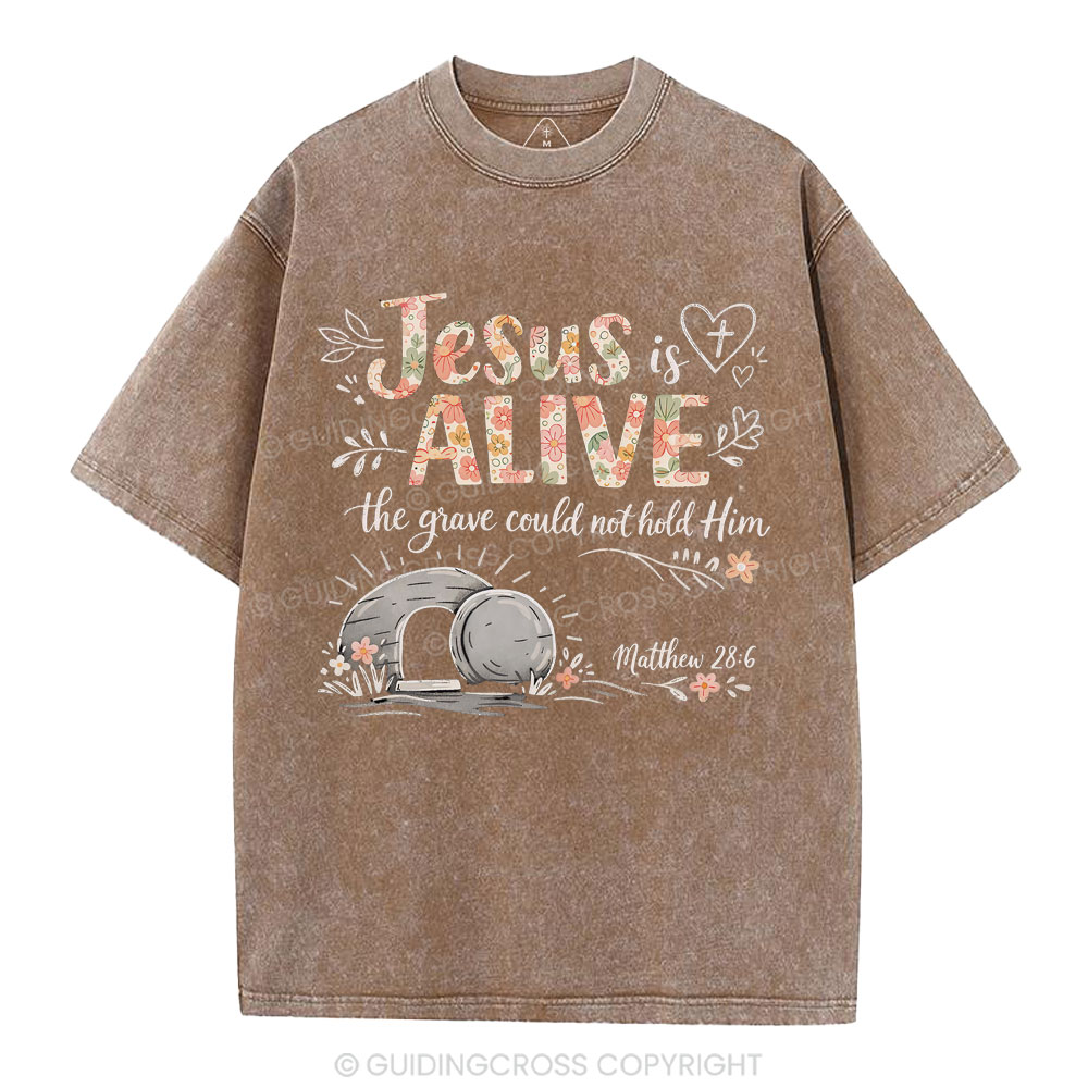 Jesus Is Alive easter Christian Washed T-Shirt