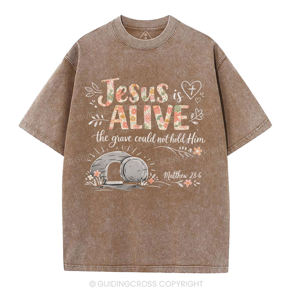 Jesus Is Alive easter Christian Washed T-Shirt