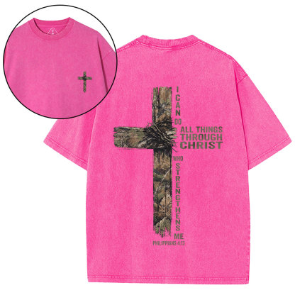 I Can Do All Things With Christ Christian Washed T-Shirt