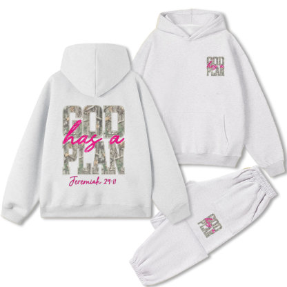 God Has A Plan Christian Premium Fleece Hoodie Set 