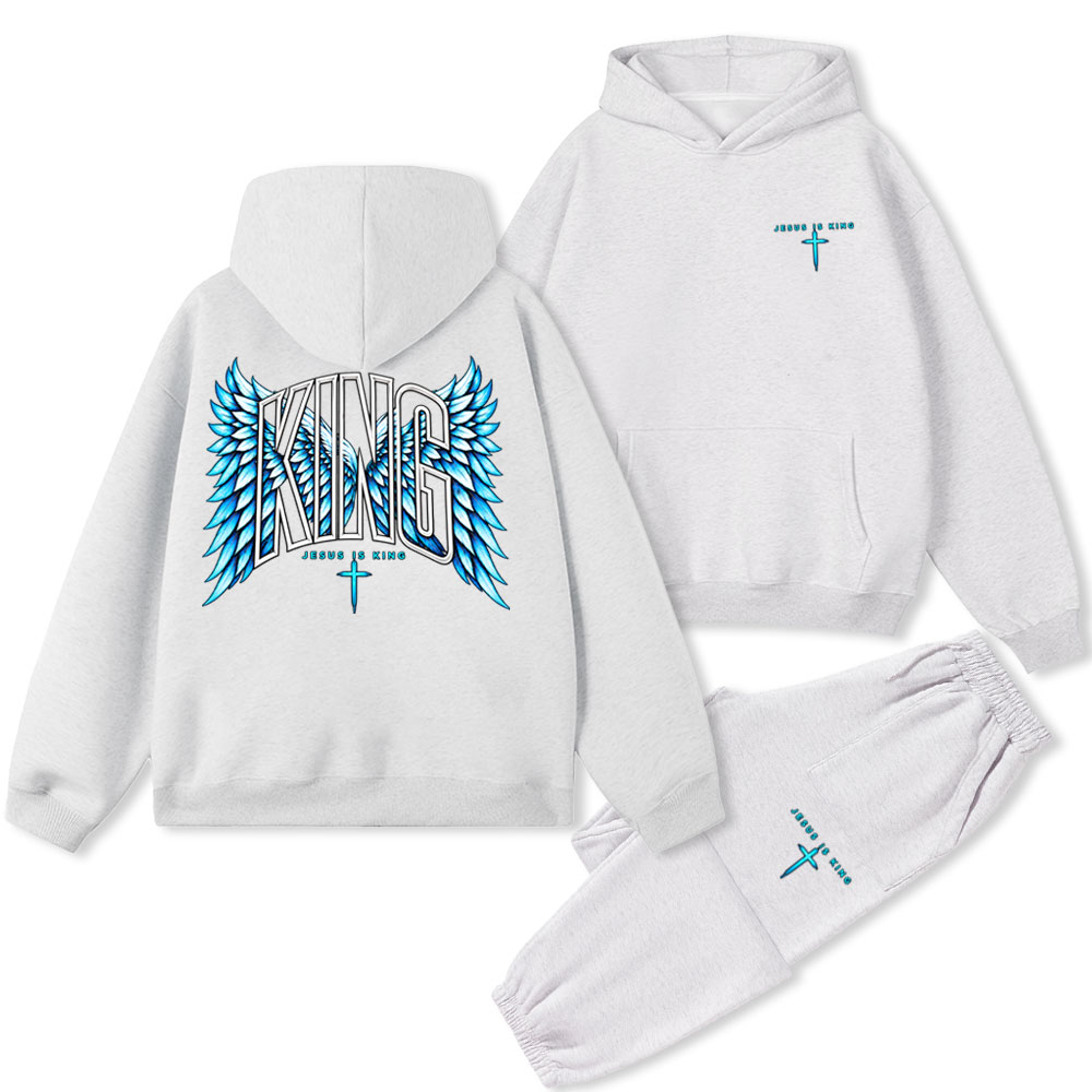 Jesus Is King Christian Premium Fleece Hoodie Set