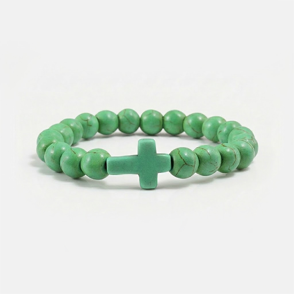 Jesus Cross Bracelet Handmade Beaded Stretch 