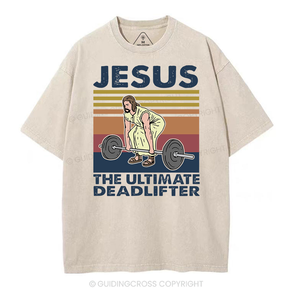 Jesus The Ultimate Deadlifter Trendy Christian Back Print Shirt