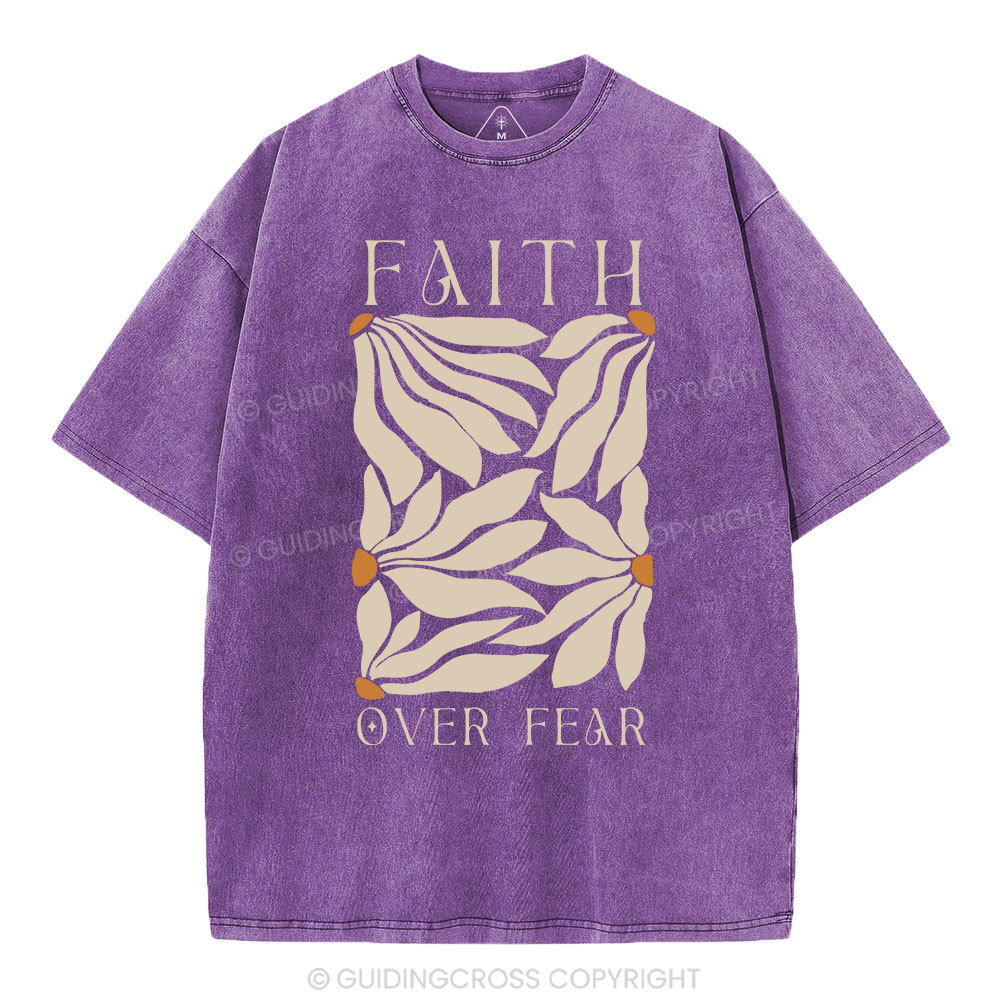 Faith Over Fear Christian Washed T-Shirt