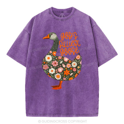 God's Silliest Goose Floral Christian Washed T-Shirt