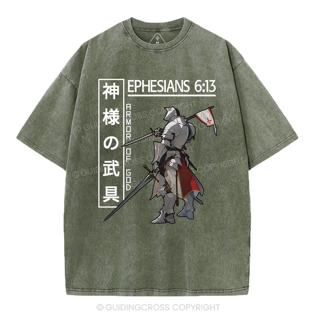 Armor Of God Anime Christian Washed T-Shirt
