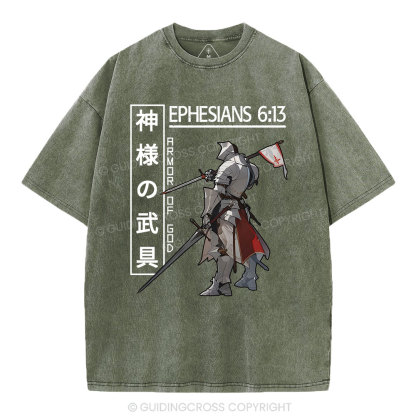 Armor Of God Anime Christian Washed T-Shirt