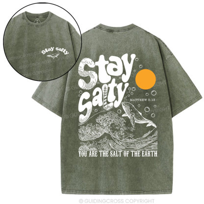 Stay Salty Ocean Waves Christian Washed T-Shirt