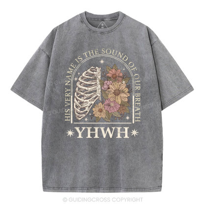 YHWH Boho Floral Lung Christian Washed T-Shirt