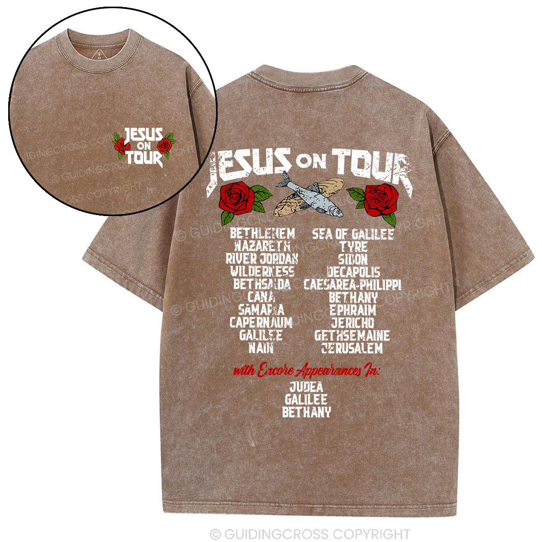 Jesus On Tour Christian Washed T-Shirt