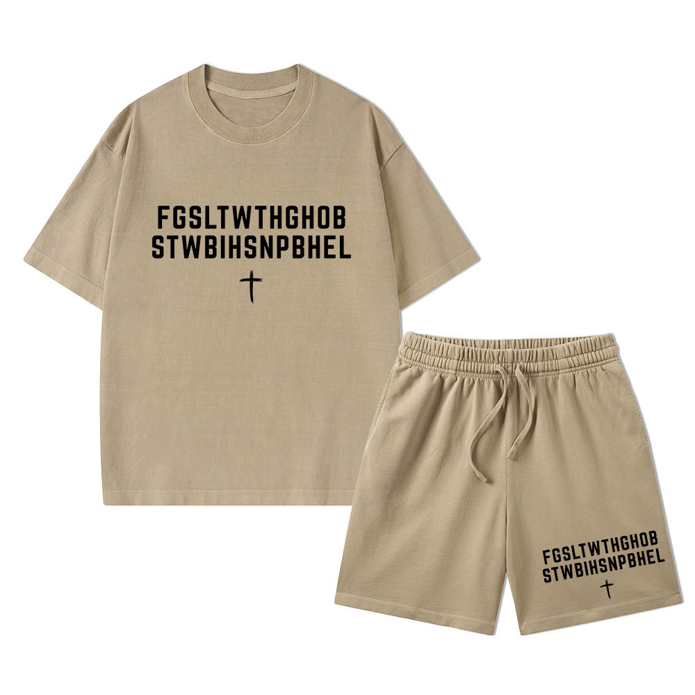 John 316 For God So Loved The World Christian Washed T-Shirt & Shorts