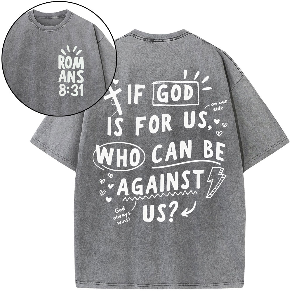 If God Is For Us Christian Washed T-Shirt