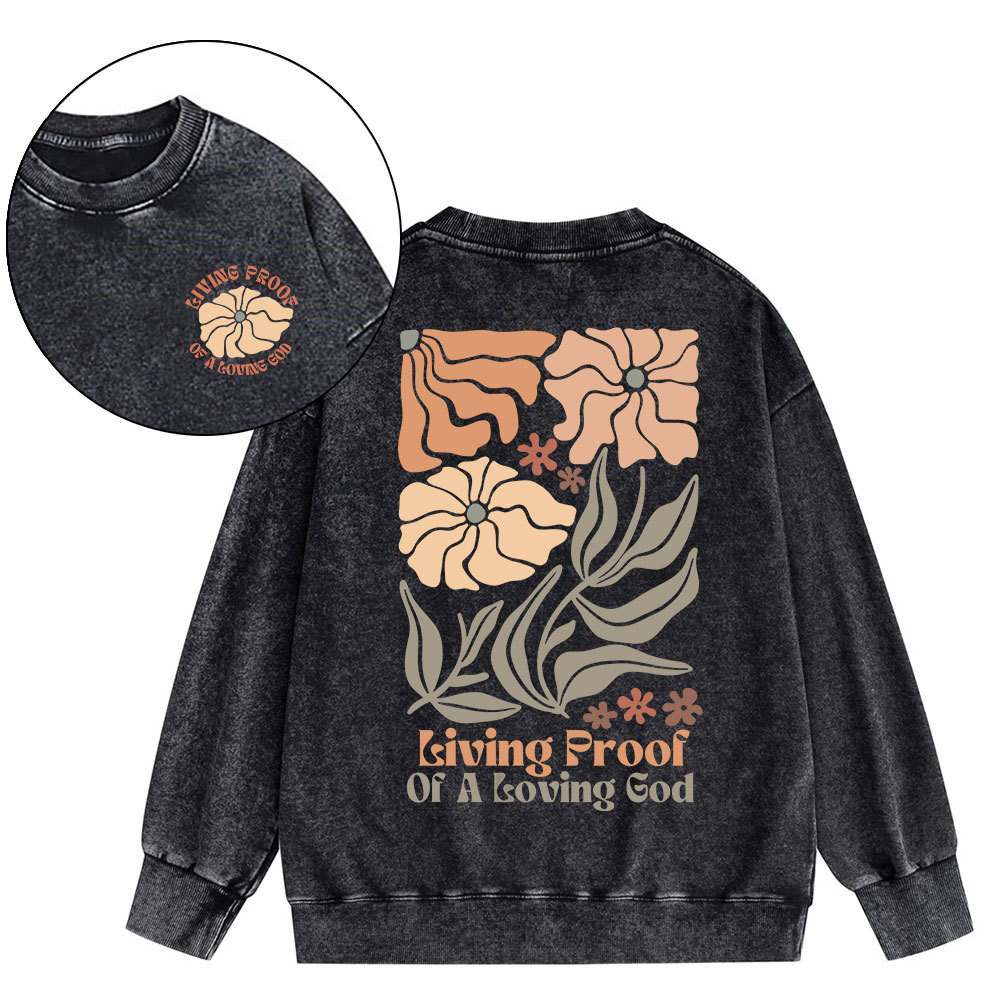 Living Proof Of A Loving God Christian Washed Sweatshirt