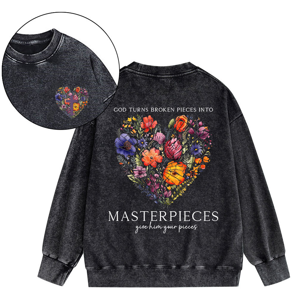 Masterpices Give Him Your Pieces Christian Washed Sweatshirt