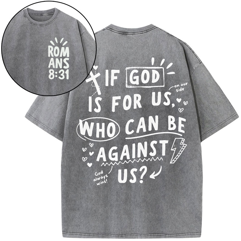 If God Is For Us Christian Washed T-Shirt