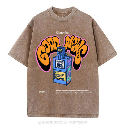 Share The Good News Chirstian Washed T-Shirt