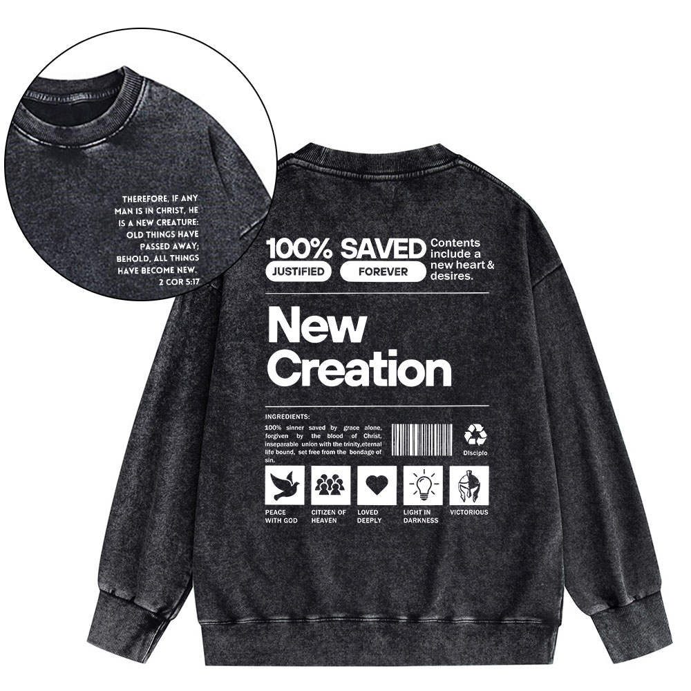 100% Saved Christian Washed Sweatshirt