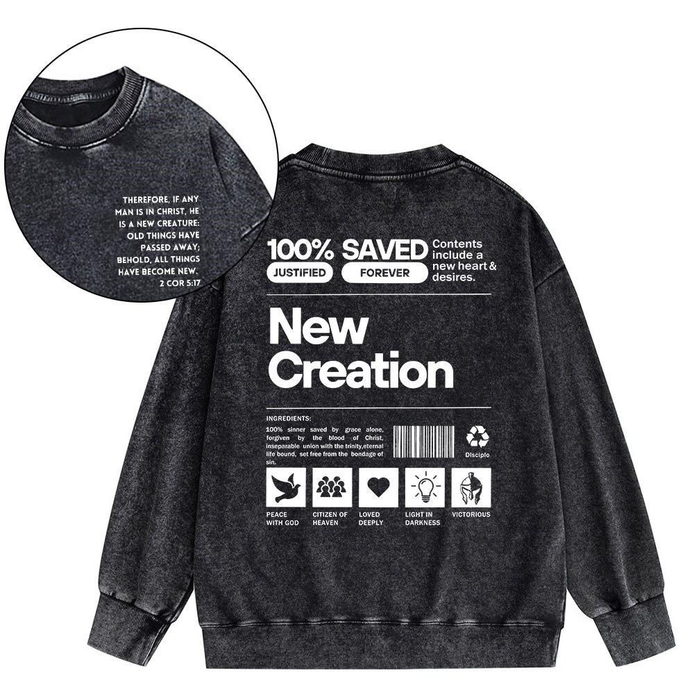 100% Saved Christian Washed Sweatshirt